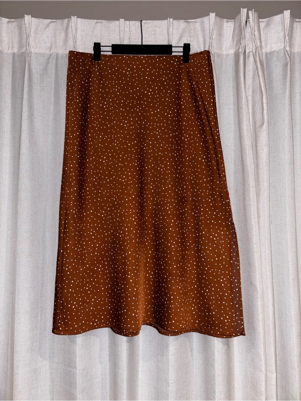 a new day Rust Brown Polka Dot A-Line Skirt